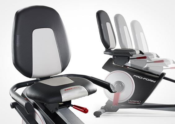 Fully adjustable seat on ProForm Hybrid Trainer Pro